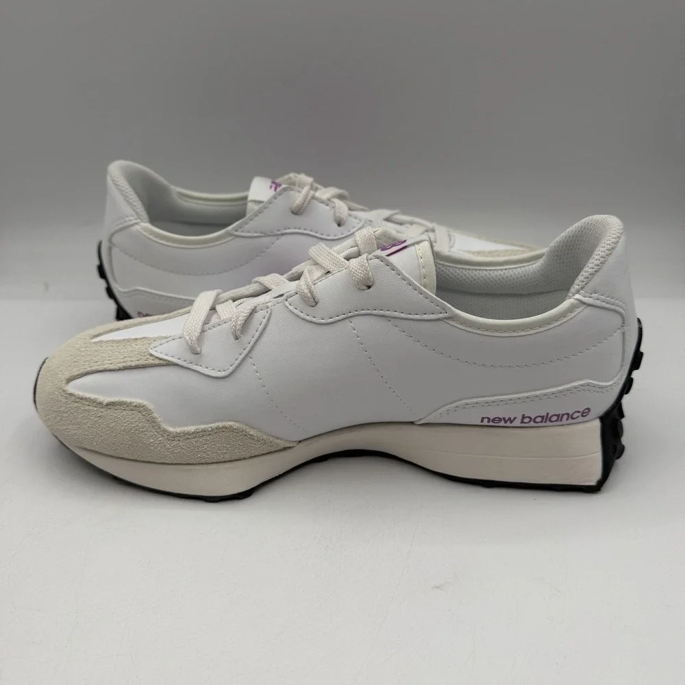 New Balance 327 Shoes‎ YOUTH Kids Size 7 White Purple Sneakers Unisex GS327ST